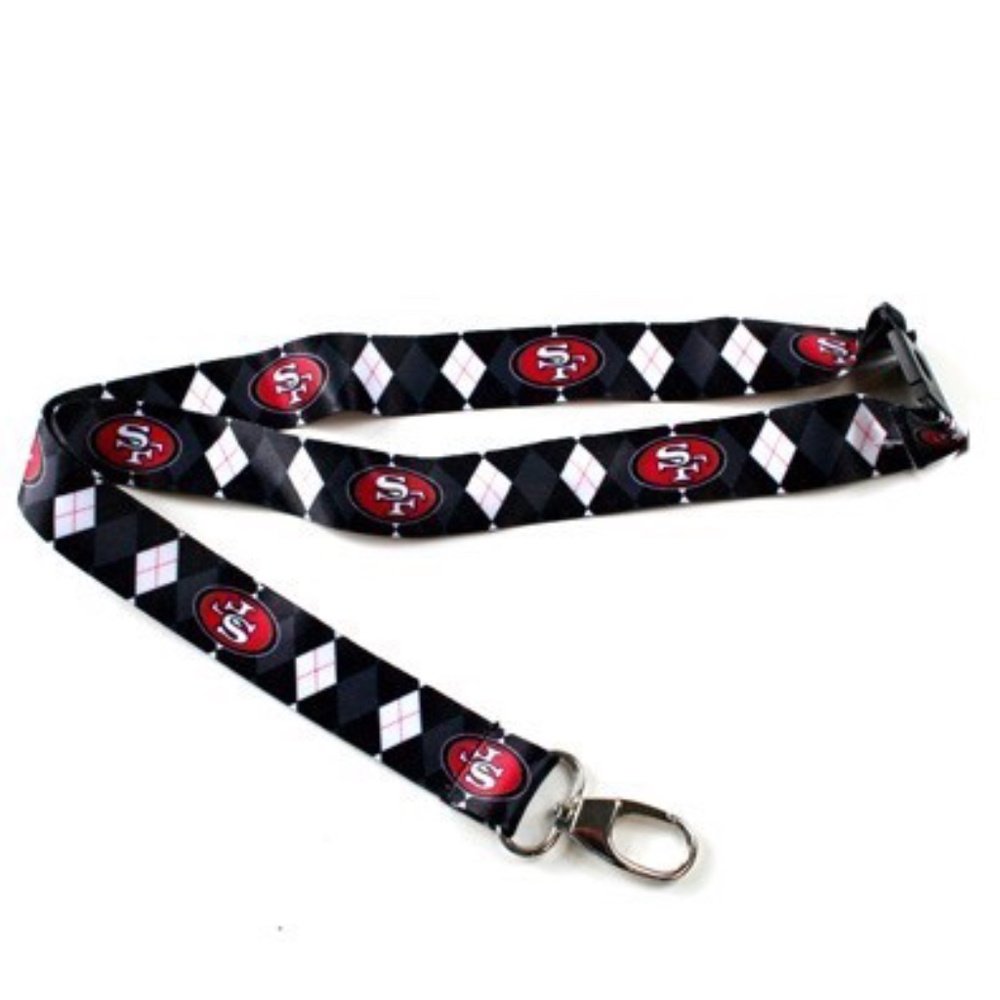 NFL San Francisco 49ers  Argyle Lanyard Key Badge ID Holder New